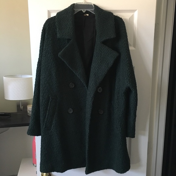 dark green boucle coat